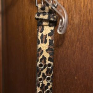 Leopard Print Belt with Silver Accents